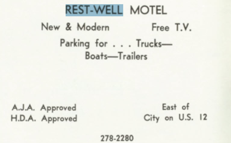 Rest-Well Motel - 1966 Coldwater Cardinal Yearbook (newer photo)